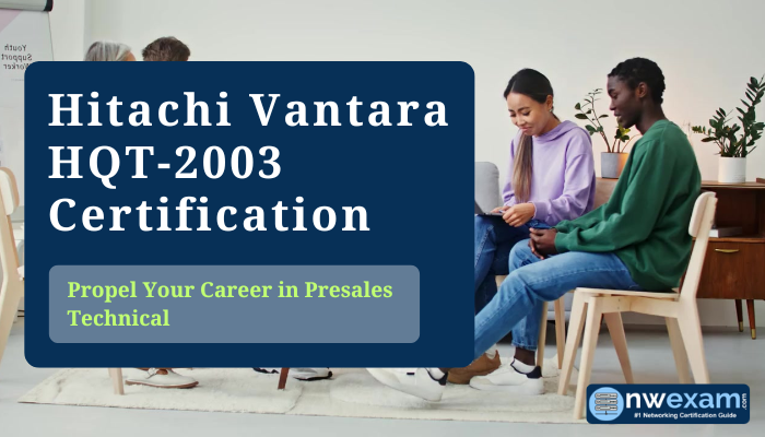 Group of professionals discussing Hitachi Vantara HQT-2003 Certification for advancing careers in presales technical roles.